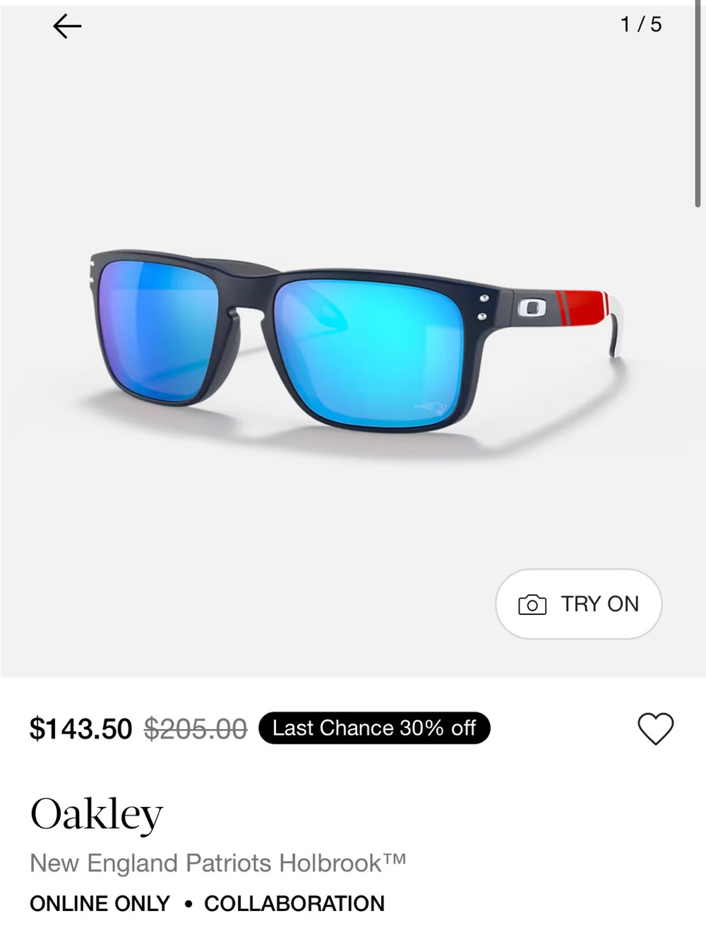 Oakley New England Patriots Holbrook Sunglasses - Blue Mirrored Lenses